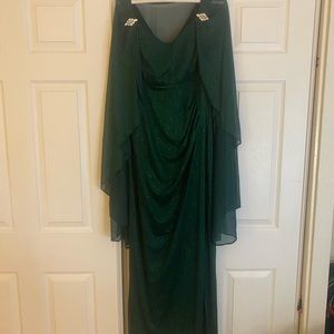 Sparkly green prom dress with cape